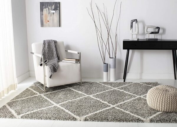 Nowoczesny dywan SAFAVIEH HUDSON SHAG GREY/IVORY w romby szary kremowy 90x150 cm - obrazek 10