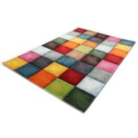 NOWOCZESNY KOLOROWY DYWAN POKOJOWY do salonu biura dziecięcy KWADRATY KOSTKA MERINOS BELIS 120x170 cm - obrazek 9