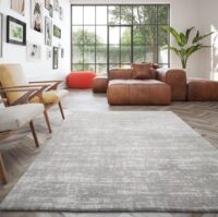 ELEGANCKI NOWOCZESNY DYWAN DO SALONU BELGIJSKI PREMIUM szary, kremowy melanż HYKKON ALSAN GREY 140x200 cm