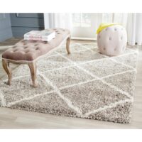 Nowoczesny dywan SAFAVIEH HUDSON SHAG GREY/IVORY w romby szary kremowy 90x150 cm