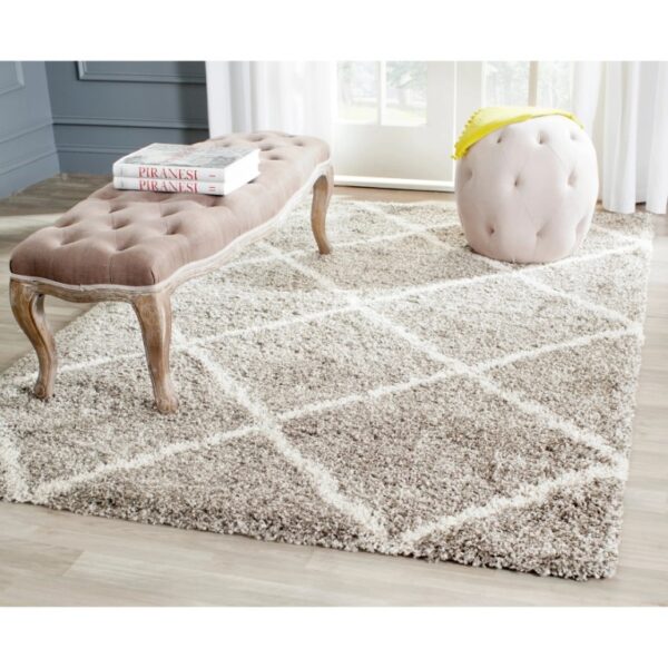 Nowoczesny dywan SAFAVIEH HUDSON SHAG GREY/IVORY w romby szary kremowy 90x150 cm - obrazek 17