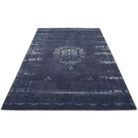 DYWAN BAWEŁNIANY SZENILOWY granatowy niebieski vintage OCEAN 170x240 cm - obrazek 4