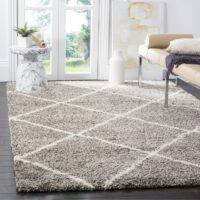 Nowoczesny dywan SAFAVIEH HUDSON SHAG GREY/IVORY w romby szary kremowy 90x150 cm - obrazek 5