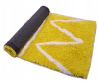 Puszysty gęsty dywan VELVET YELLOW shaggy kanarkowy żółty z białym wzorem 120x170 cm - obrazek 6