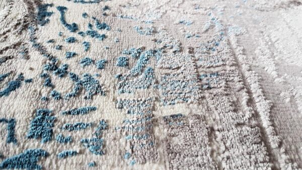 NOWOCZESNY LŚNIĄCY DYWAN W STYLU VINTAGE GLAMOUR do sypialni salonu szary niebieski granatowy WZÓR CEGŁY 160×220 cm - obrazek 7