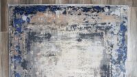 Nowoczesny dywan w postarzanym stylu VINTAGE szary niebieski 140x190 cm - obrazek 6