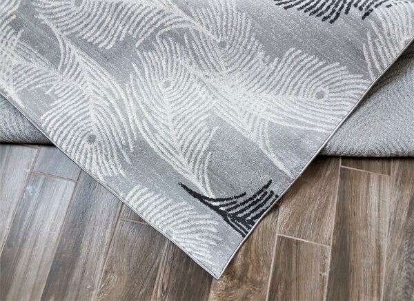 Dywan nowoczesny, miły w dotyku, szary wzór PIÓRA 160x220 cm - obrazek 2