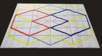 Nowoczesny, designerski dywan IKEA PS z gęstym, grubym włosiem. Kremowy w kolorowe romby140x200 cm - obrazek 11