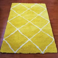 Puszysty gęsty dywan VELVET YELLOW shaggy kanarkowy żółty z białym wzorem 120x170 cm - obrazek 9