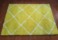 Puszysty gęsty dywan VELVET YELLOW shaggy kanarkowy żółty z białym wzorem 120x170 cm - obrazek 10