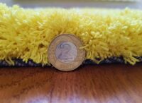 Puszysty gęsty dywan VELVET YELLOW shaggy kanarkowy żółty z białym wzorem 120x170 cm - obrazek 3