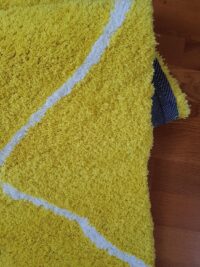 Puszysty gęsty dywan VELVET YELLOW shaggy kanarkowy żółty z białym wzorem 120x170 cm - obrazek 11