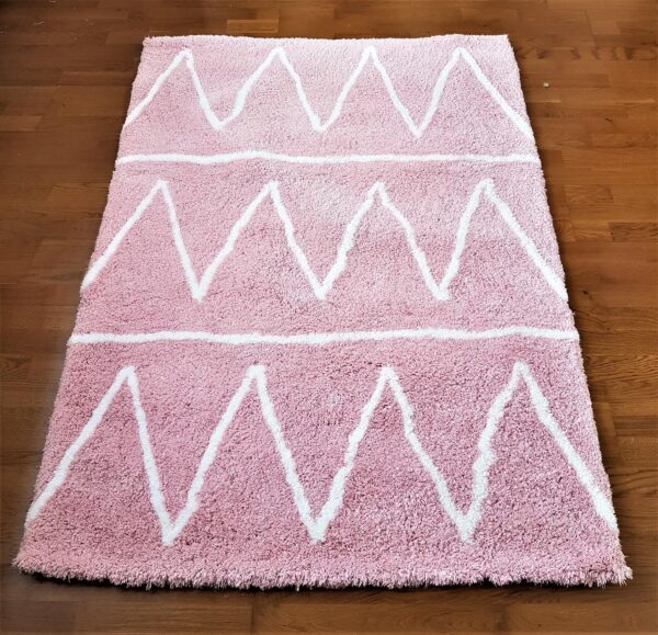 Puszysty dywan VELVET PINK shaggy w kolorze jasnego różu z białym wzorem - obrazek 13