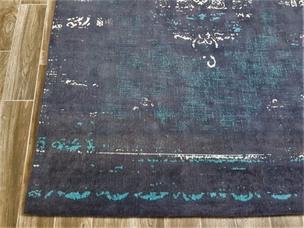 DYWAN BAWEŁNIANY SZENILOWY granatowy niebieski vintage OCEAN 170x240 cm - obrazek 6