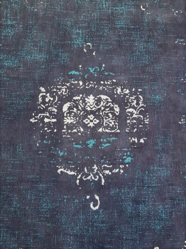 DYWAN BAWEŁNIANY SZENILOWY granatowy niebieski vintage OCEAN 170x240 cm - obrazek 7