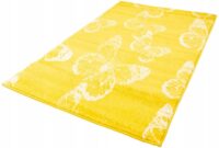 CARPET CITY MODA Z MOTYLAMI Nowoczesny dywan pokojowy z krótkim włosiem żółty biały 160x230 cm - obrazek 7