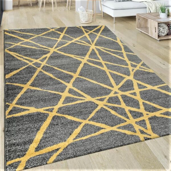 PACO HOME PATTERN Nowoczesny dywan do salonu szary żółty w przecinające się, nieregularne linie 200x290 cm - obrazek 11