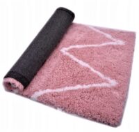 Puszysty dywan VELVET PINK shaggy w kolorze jasnego różu z białym wzorem - obrazek 2