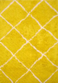 Puszysty gęsty dywan VELVET YELLOW shaggy kanarkowy żółty z białym wzorem 120x170 cm - obrazek 8
