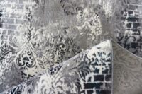 NOWOCZESNY LŚNIĄCY DYWAN W STYLU VINTAGE GLAMOUR do sypialni salonu szary niebieski granatowy WZÓR CEGŁY 160×220 cm - obrazek 3