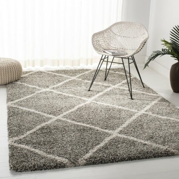 Nowoczesny dywan SAFAVIEH HUDSON SHAG GREY/IVORY w romby szary kremowy 90x150 cm - obrazek 8