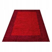 NOWOCZESNY, PRZYTULNY DYWAN POKOJOWY SHAGGY Z OBWÓDKĄ czerwony bordowy 200x290 cm - obrazek 4