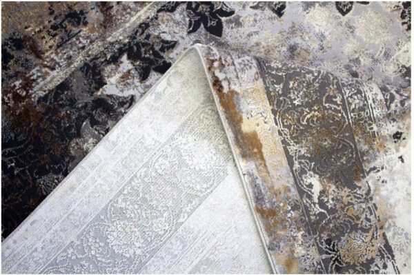 NOWOCZESNY, LŚNIĄCY, BAROKOWY DYWAN GLAMOUR DO SALONU, SYPIALNI, BIURA w postarzanym stylu vintage. Beżowy złoty czarny 140x190 cm, 160x220 cm - obrazek 4