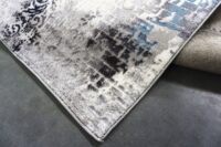 NOWOCZESNY LŚNIĄCY DYWAN W STYLU VINTAGE GLAMOUR do sypialni salonu szary niebieski granatowy WZÓR CEGŁY 160×220 cm - obrazek 2