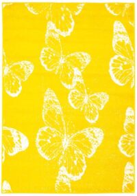 CARPET CITY MODA Z MOTYLAMI Nowoczesny dywan pokojowy z krótkim włosiem żółty biały 160x230 cm - obrazek 8