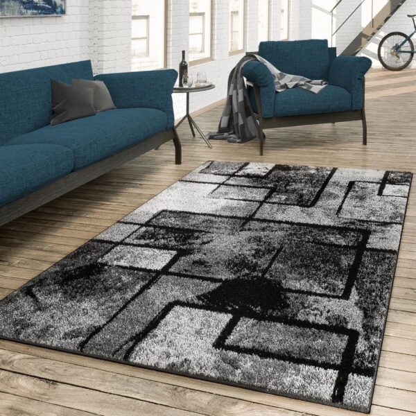 Dywan nowoczesny o abstrakcyjnym wzorze w kolorze bieli, szarości i czerni PACO HOME MONDIAL 120x170 cm - obrazek 14