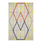 Nowoczesny, designerski dywan IKEA PS z gęstym, grubym włosiem. Kremowy w kolorowe romby140x200 cm