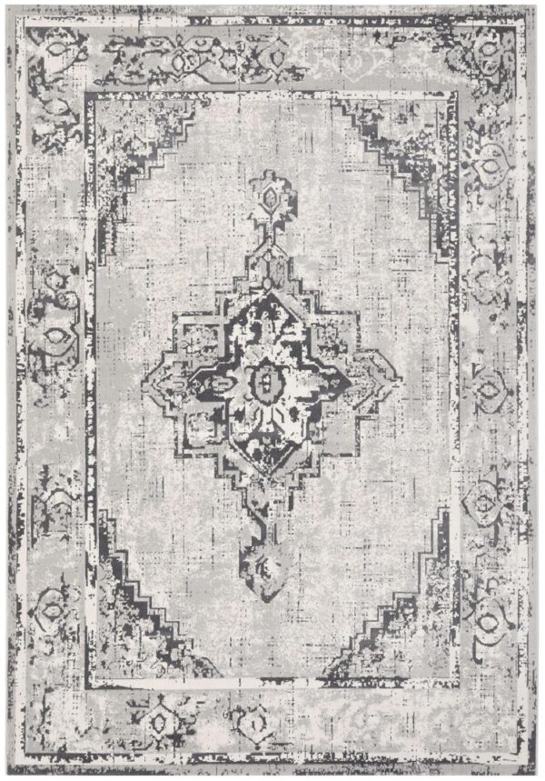 Nowoczesny, orientalny dywan belgijski w postarzanym stylu VINTAGE MANDALA MEDALION kremowy, beżowy, szary 200x290 cm - obrazek 11