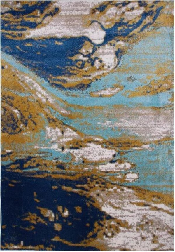Nowoczesny, artystyczny dywan z abstrakcyjnym wzorem. Niebieski 160x220 cm - obrazek 2