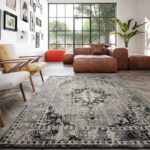ORIENTALNY DYWAN BELGIJSKI W STYLU VINTAGE z motywem medalionu szary kremowy beżowy VALENCIA 200x290 cm