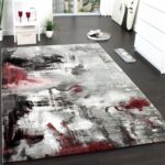 Dywan abstrakcyjny PACO HOME CANVAS artystyczne płótno. Szary, czarny, czerwony 120x170 cm