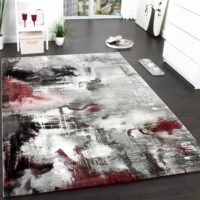 Dywan abstrakcyjny PACO HOME CANVAS artystyczne płótno. Szary, czarny, czerwony 120x170 cm
