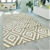 NOWOCZESNY GEOMETRYCZNY DYWAN Z KRÓTKIM WŁOSIEM kremowy beżowy w romby PACO HOME STELLA SV 160x220 cm - obrazek 2