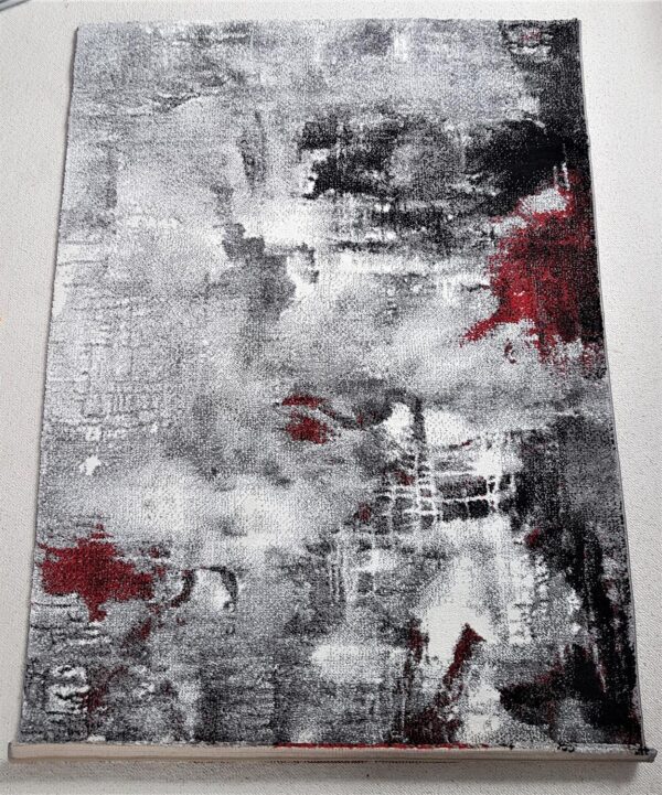 Dywan abstrakcyjny PACO HOME CANVAS artystyczne płótno. Szary, czarny, czerwony 120x170 cm - obrazek 10