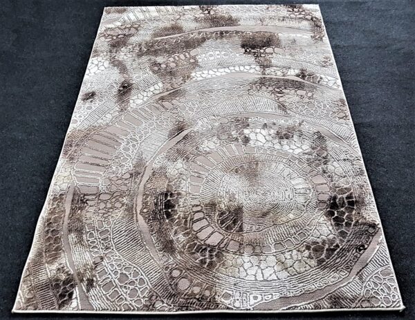 Nowoczesny, abstrakcyjny dywan w stylu LOFT w odcieniach beżu, brązu i złota. Motyw spirali 120x180 cm - obrazek 5