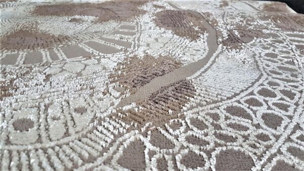 Nowoczesny, abstrakcyjny dywan w stylu LOFT w odcieniach beżu, brązu i złota. Motyw spirali 120x180 cm - obrazek 8