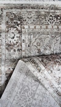 Lśniący dywan z frędzlami postarzany, orientalny w stylu GLAMOUR beżowo złoty 120x180 cm - obrazek 9