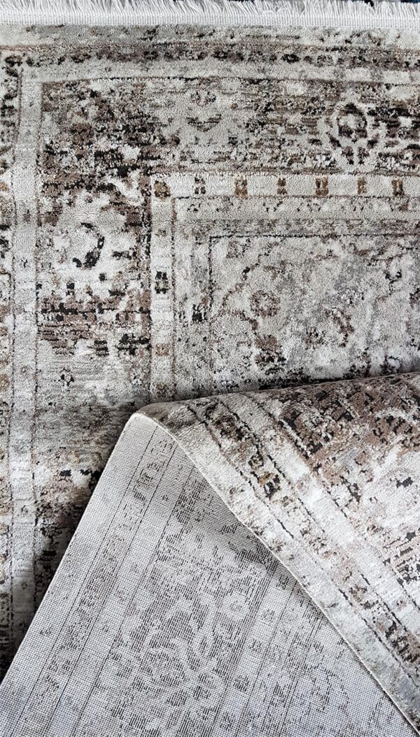 Lśniący dywan z frędzlami postarzany, orientalny w stylu GLAMOUR beżowo złoty 120x180 cm - obrazek 9