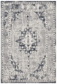 ORIENTALNY DYWAN BELGIJSKI W STYLU VINTAGE z motywem medalionu szary kremowy beżowy VALENCIA 200x290 cm - obrazek 2