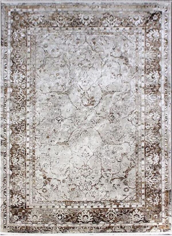 Lśniący dywan z frędzlami postarzany, orientalny w stylu GLAMOUR beżowo złoty 120x180 cm - obrazek 4