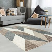 Dywan CARPET CITY INSPIRATION wzór w jodełkę kremowy brązowo-szary 200x290 cm - obrazek 2