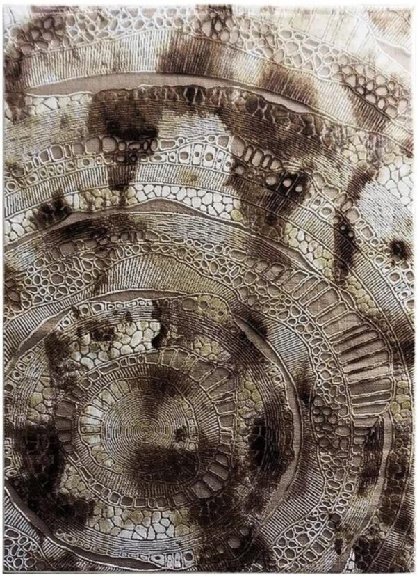 Nowoczesny, abstrakcyjny dywan w stylu LOFT w odcieniach beżu, brązu i złota. Motyw spirali 120x180 cm - obrazek 11