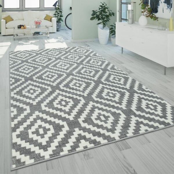 NOWOCZESNY PRZYJEMNY W DOTYKU dywan pokojowy geometryczny biały szary PACO HOME STELLA SV 160x220 cm - obrazek 5