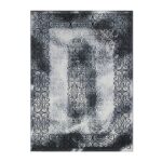 Dywan orientalny szary, srebrny, czarny w postarzanym stylu VINTAGE 140x190 cm