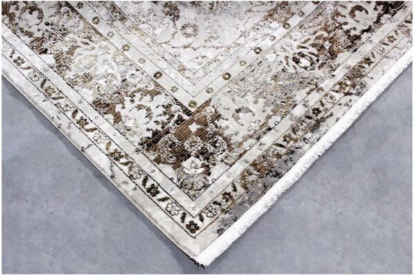 Lśniący dywan z frędzlami postarzany, orientalny w stylu GLAMOUR beżowo złoty 120x180 cm - obrazek 2