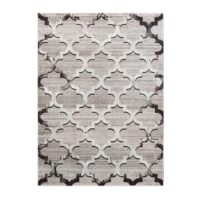 Postarzany dywan w stylu orientalnym z motywem marokańskiej koniczyny. Beżowy brązowy 160x220 cm
